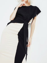 Temperament Color Matching Lace High Waist Ruffle Dress